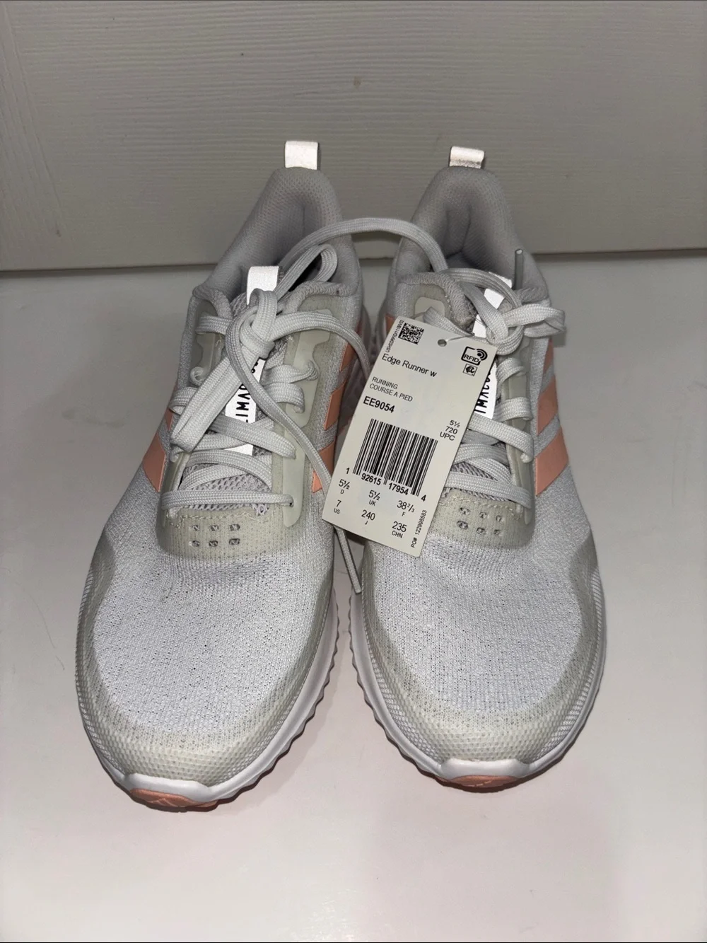 adidas Women's White and Coral Athletic Running adidas Edge Runner
